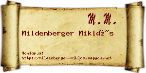 Mildenberger Miklós névjegykártya